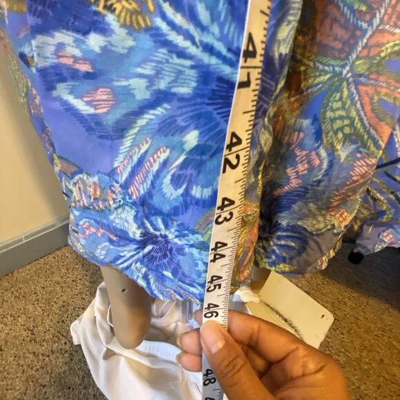 NWT Olivaceous MaxiDress S Kimono Sleeve Front Slits Beachy Coastal Coverup Boho - Picture 3 of 12